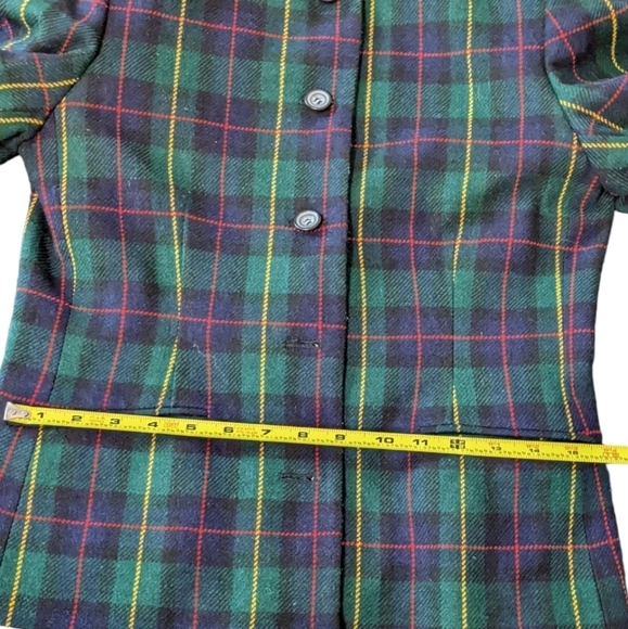 Vintage Joan Leslie Tartan Print Green & Red Blazer 6P - Picture 5 of 16